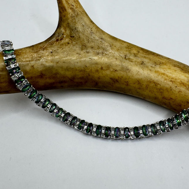 Vintage Alexandrite Bracelet – Sterling Silver, Dainty Tennis, Hand Repolished-Bracelets-TomWayne Jewelers