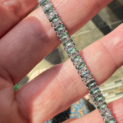 Vintage Green Lab Alexandrite 925 Sterling Silver Bracelet