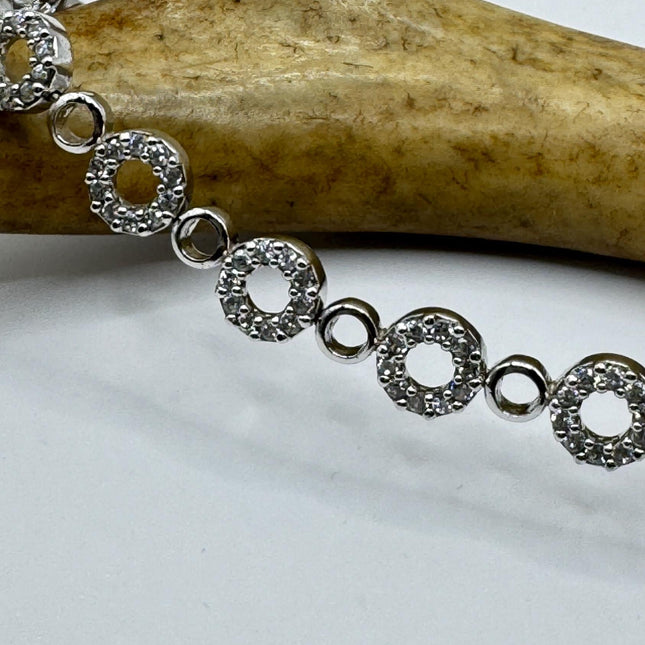 Vintage White Sapphire Tennis Bracelet - Dainty Stackable Gold 925 Sterling Silver