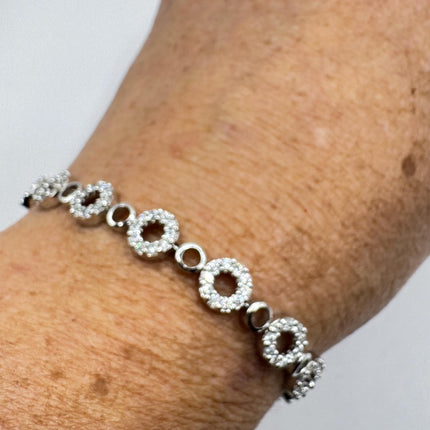 Vintage White Sapphire Tennis Bracelet - Dainty Stackable Gold 925 Sterling Silver