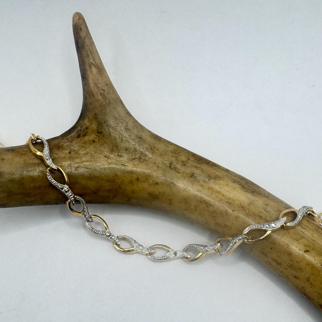 Vintage Diamond Chip Bracelet Golden 925 Sterling Silver