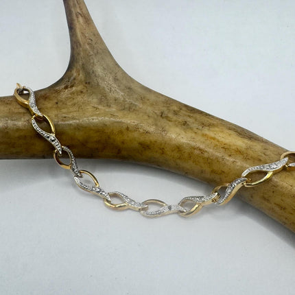 Vintage Diamond Chip Bracelet Golden 925 Sterling Silver-Bracelets-TomWayne Jewelers