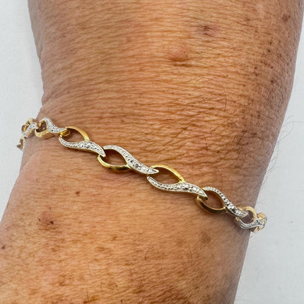 Vintage Diamond Chip Bracelet Golden 925 Sterling Silver-Bracelets-TomWayne Jewelers