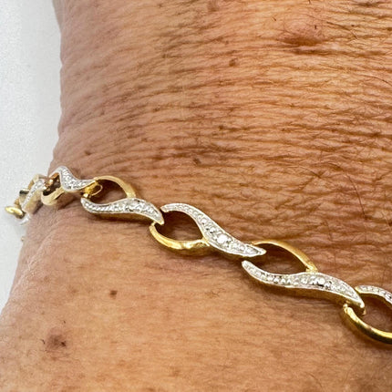 Vintage Diamond Chip Bracelet Golden 925 Sterling Silver-Bracelets-TomWayne Jewelers