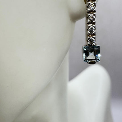 Vintage Blue Topaz & Sapphire 925 Sterling Silver earrings