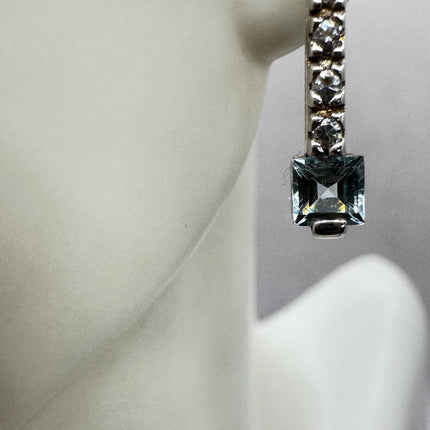 Vintage Blue Topaz & Sapphire 925 Sterling Silver earrings