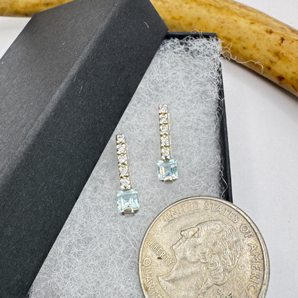 Vintage Blue Topaz & Sapphire 925 Sterling Silver earrings