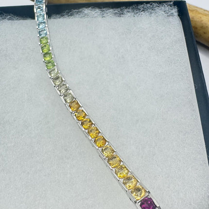 Vintage Mixed Gemstone 925 Sterling Silver