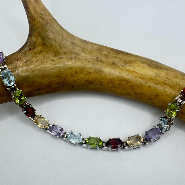 Vintage Mixed Gemstone 925 Sterling Silver