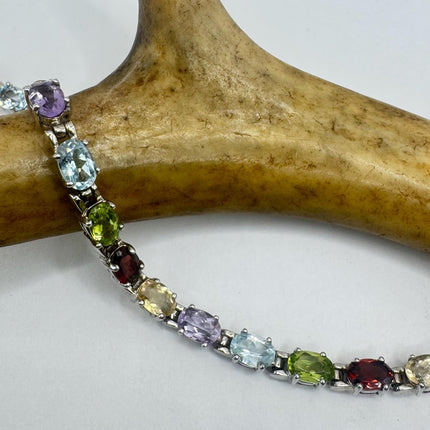 Vintage Mixed Gemstone 925 Sterling Silver