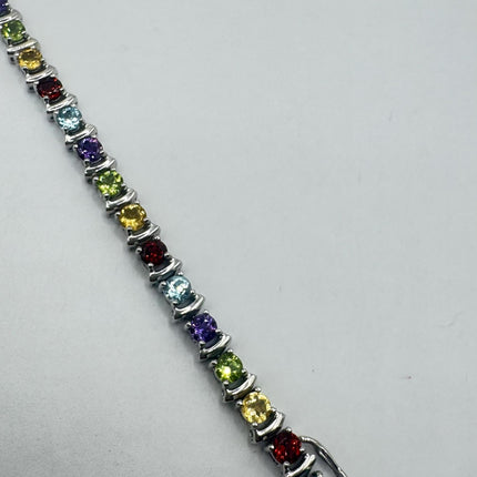 Vintage Mixed Gemstone 925 Sterling Silver