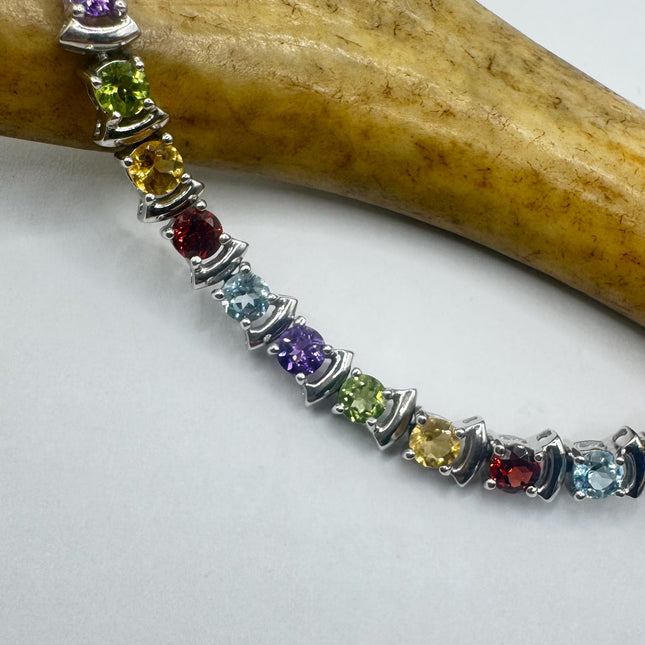 Vintage Mixed Gemstone 925 Sterling Silver