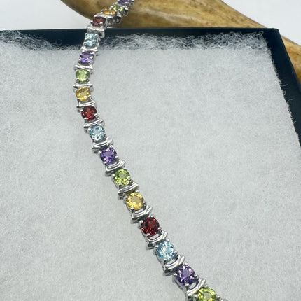 Vintage Mixed Gemstone 925 Sterling Silver