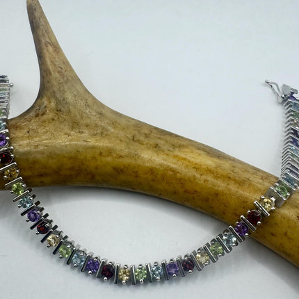 Vintage Mixed Gemstone 925 Sterling Silver