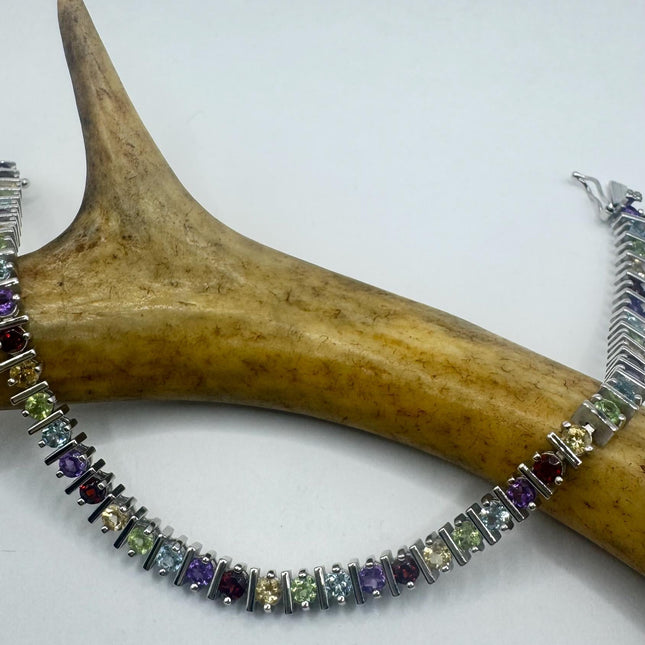 Vintage Mixed Gemstone 925 Sterling Silver