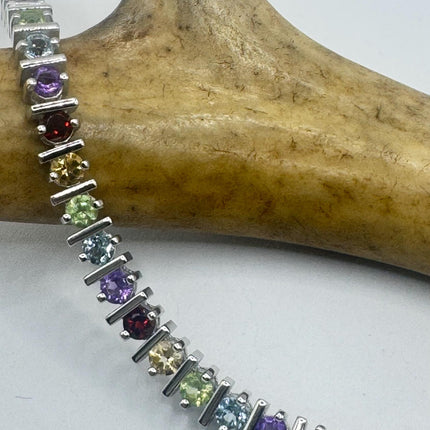 Vintage Mixed Gemstone 925 Sterling Silver