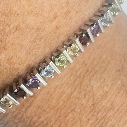 Vintage Mixed Gemstone 925 Sterling Silver