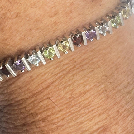 Vintage Mixed Gemstone 925 Sterling Silver