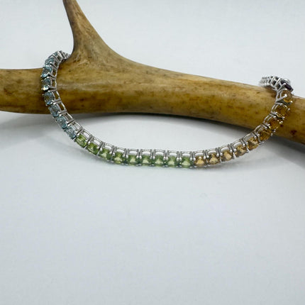 Vintage Mixed Gemstone 925 Sterling Silver