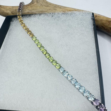 Vintage Mixed Gemstone 925 Sterling Silver