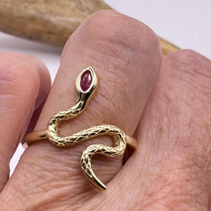 Vintage Ruby Snake Ring – Gold Snake Ring 925 Sterling Silver Serpent Band-Snake Rings!-TomWayne Jewelers