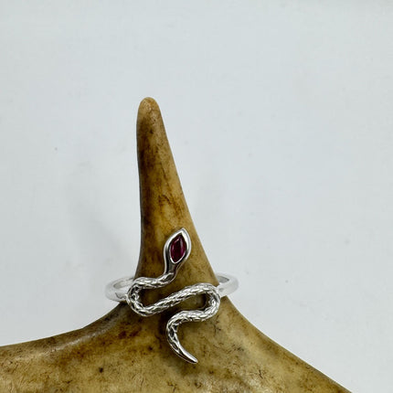 Vintage Ruby Snake Ring – 925 Sterling Silver Serpent Band, Hand Finished-Snake Rings!-TomWayne Jewelers