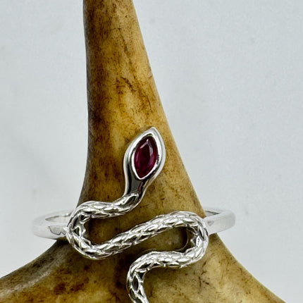 Vintage Ruby Snake Ring – 925 Sterling Silver Serpent Band, Hand Finished-Snake Rings!-TomWayne Jewelers
