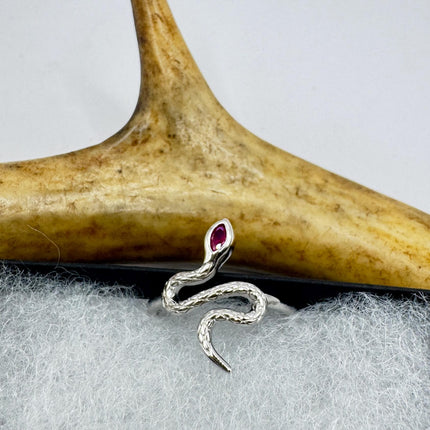 Vintage Ruby Snake Ring – 925 Sterling Silver Serpent Band, Hand Finished-Snake Rings!-TomWayne Jewelers