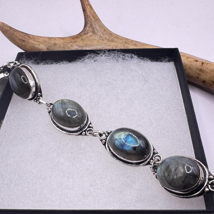 Vintage Blue Labradorite Silver Bracelet Silver Bronze