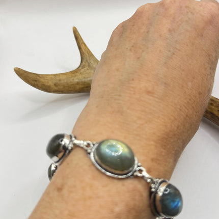 Vintage Blue Labradorite Silver Bracelet Silver Bronze