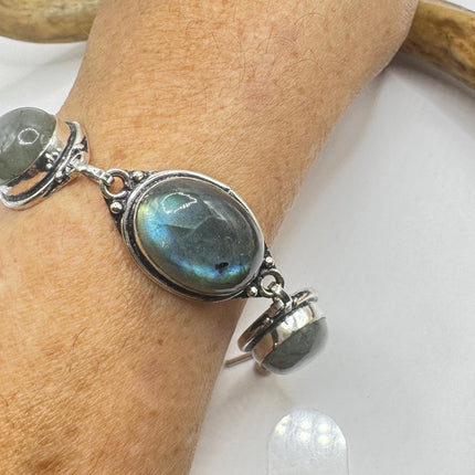 Vintage Blue Labradorite Silver Bracelet Silver Bronze