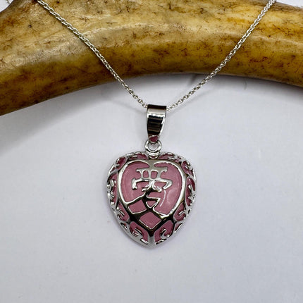 Rose Quartz Necklace – Vintage Pink Gemstone Heart Pendant With Sterling Silver Chain-Necklaces-TomWayne Jewelers