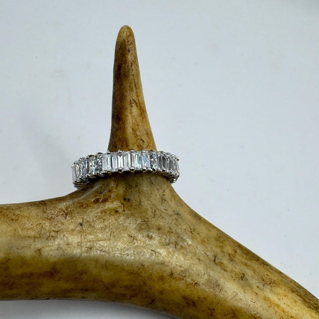 Vintage Eternity Ring – 925 Sterling Silver Boho Cocktail Band with CZ Diamonds-Rings-TomWayne Jewelers