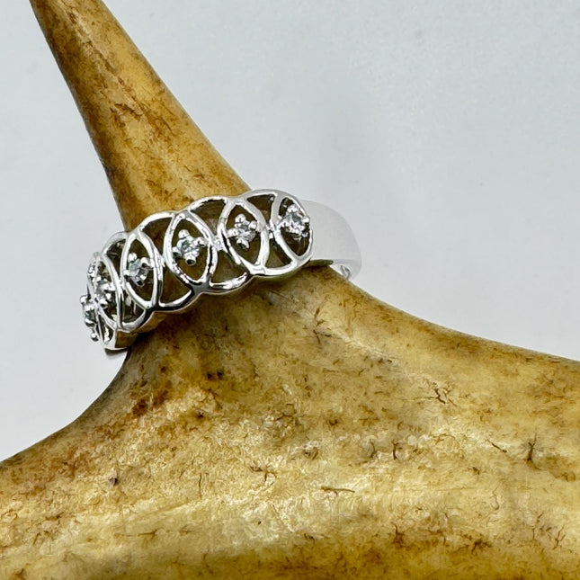 Vintage Silver Eternity Ring – 925 Sterling Silver Stackable Wedding Band-Rings-TomWayne Jewelers