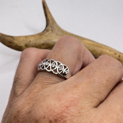 Vintage Silver Eternity Ring – 925 Sterling Silver Stackable Wedding Band-Rings-TomWayne Jewelers