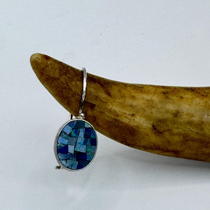 Vintage Blue Fire Opal Earrings 925 Sterling Silver