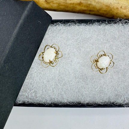 Vintage Opal Stud Earrings Gold Filled