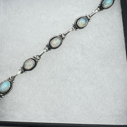 Vintage Blue Ethiopian Opal 925 Sterling Silver