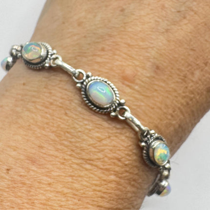 Vintage Blue Ethiopian Opal 925 Sterling Silver