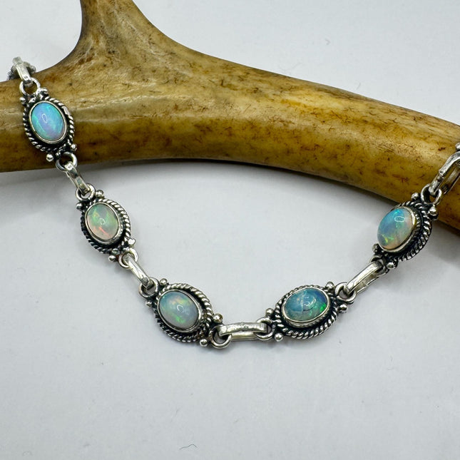Vintage Blue Ethiopian Opal 925 Sterling Silver