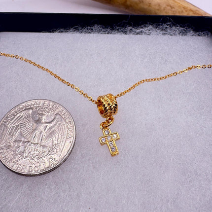 Vintage Gold Filled Tiny Cross Necklace