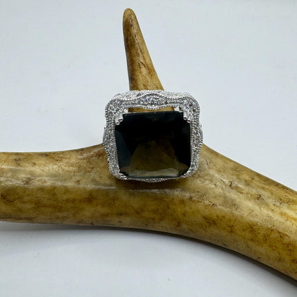 Vintage Smoky Topaz Chunky Cocktail Ring 925 Sterling Silver-Rings-TomWayne Jewelers