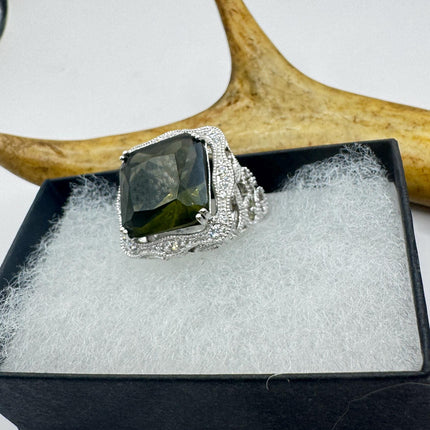 Vintage Smoky Topaz Chunky Cocktail Ring 925 Sterling Silver-Rings-TomWayne Jewelers