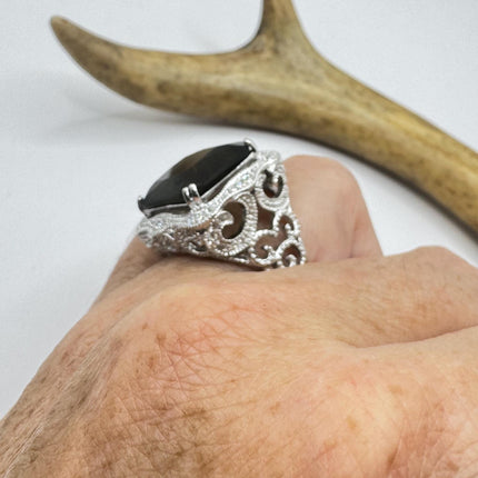 Vintage Smoky Topaz Chunky Cocktail Ring 925 Sterling Silver-Rings-TomWayne Jewelers