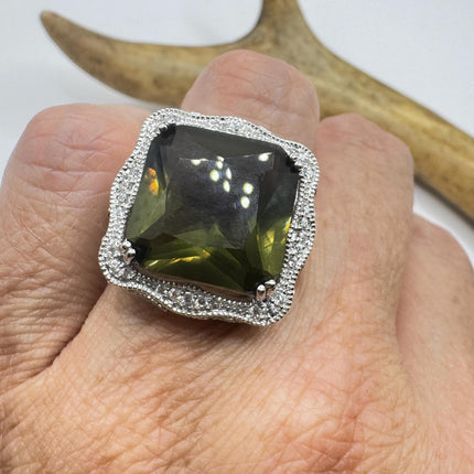 Vintage Smoky Topaz Chunky Cocktail Ring 925 Sterling Silver-Rings-TomWayne Jewelers