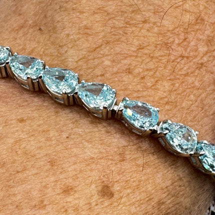 Vintage Blue Topaz CZ Bracelet 925 Sterling Silver