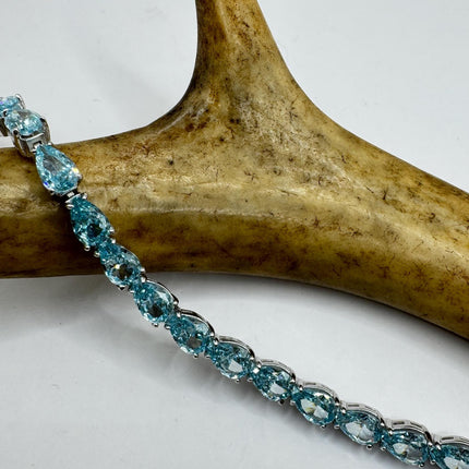 Vintage Blue Topaz CZ Bracelet 925 Sterling Silver