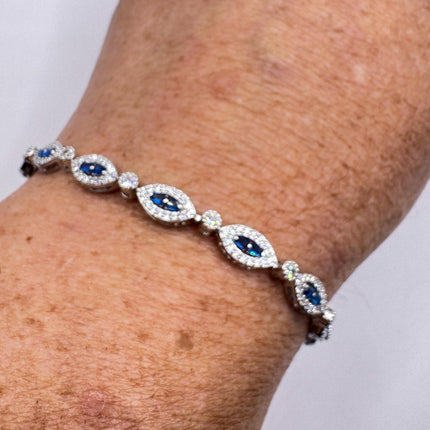 Vintage Blue Iolite CZ Bracelet Sterling Silver 925