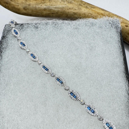 Vintage Blue Iolite CZ Bracelet Sterling Silver 925