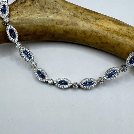 Vintage Blue Iolite CZ Bracelet Sterling Silver 925